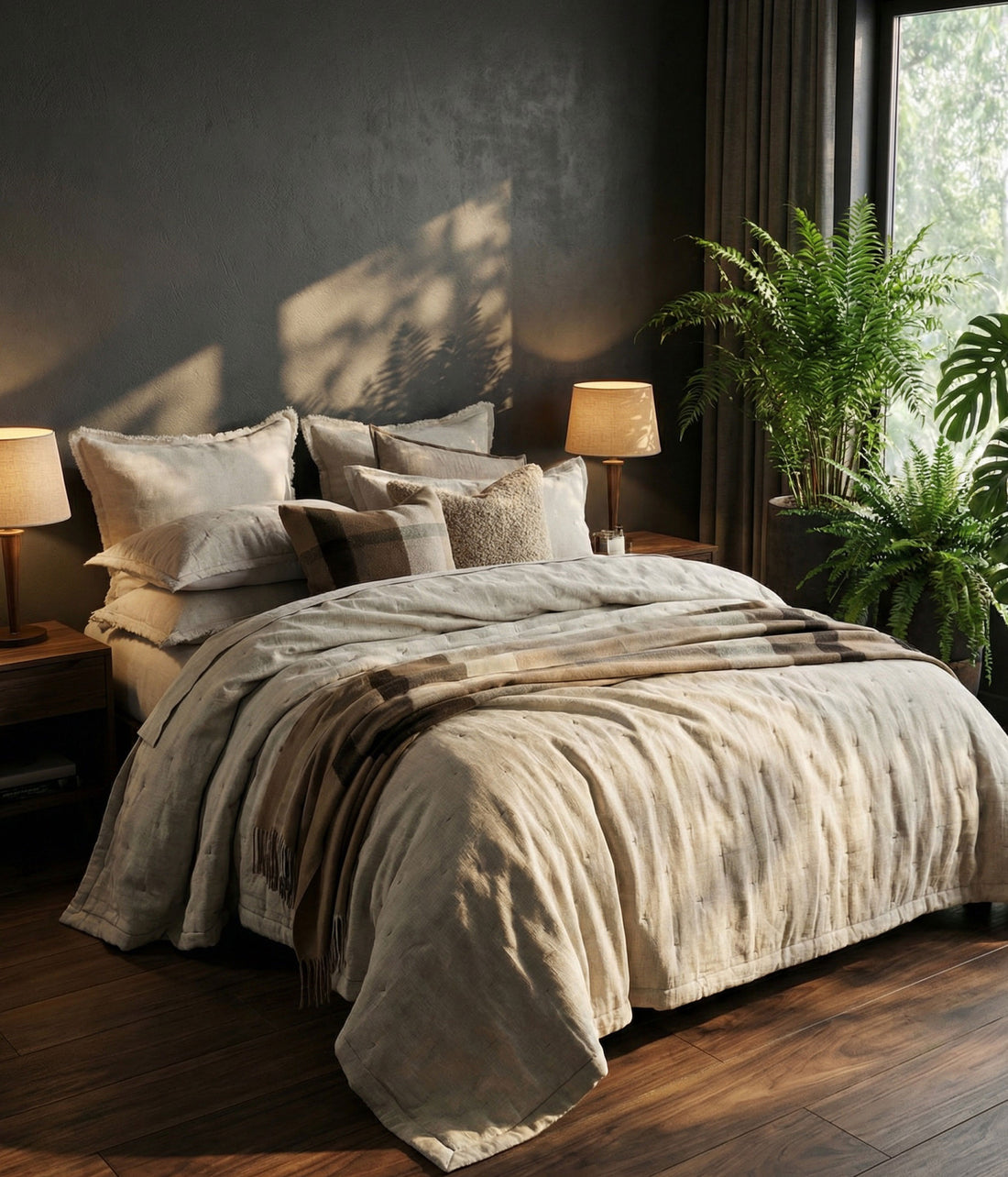 Laundered Linen Bedspread Set Natural