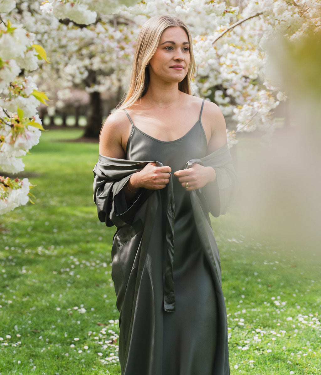 Silk Robe Olive