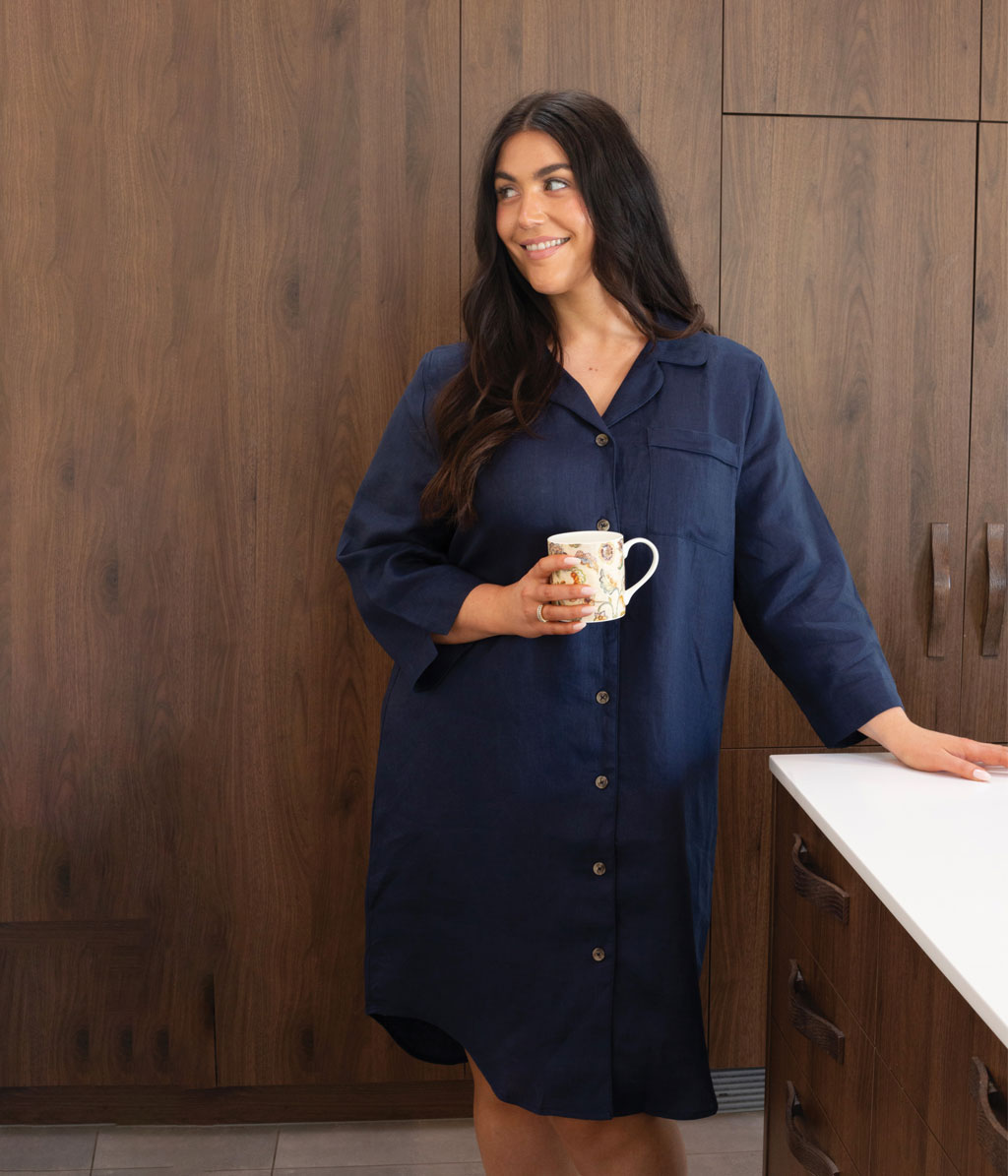 Linen Nightshirt Navy