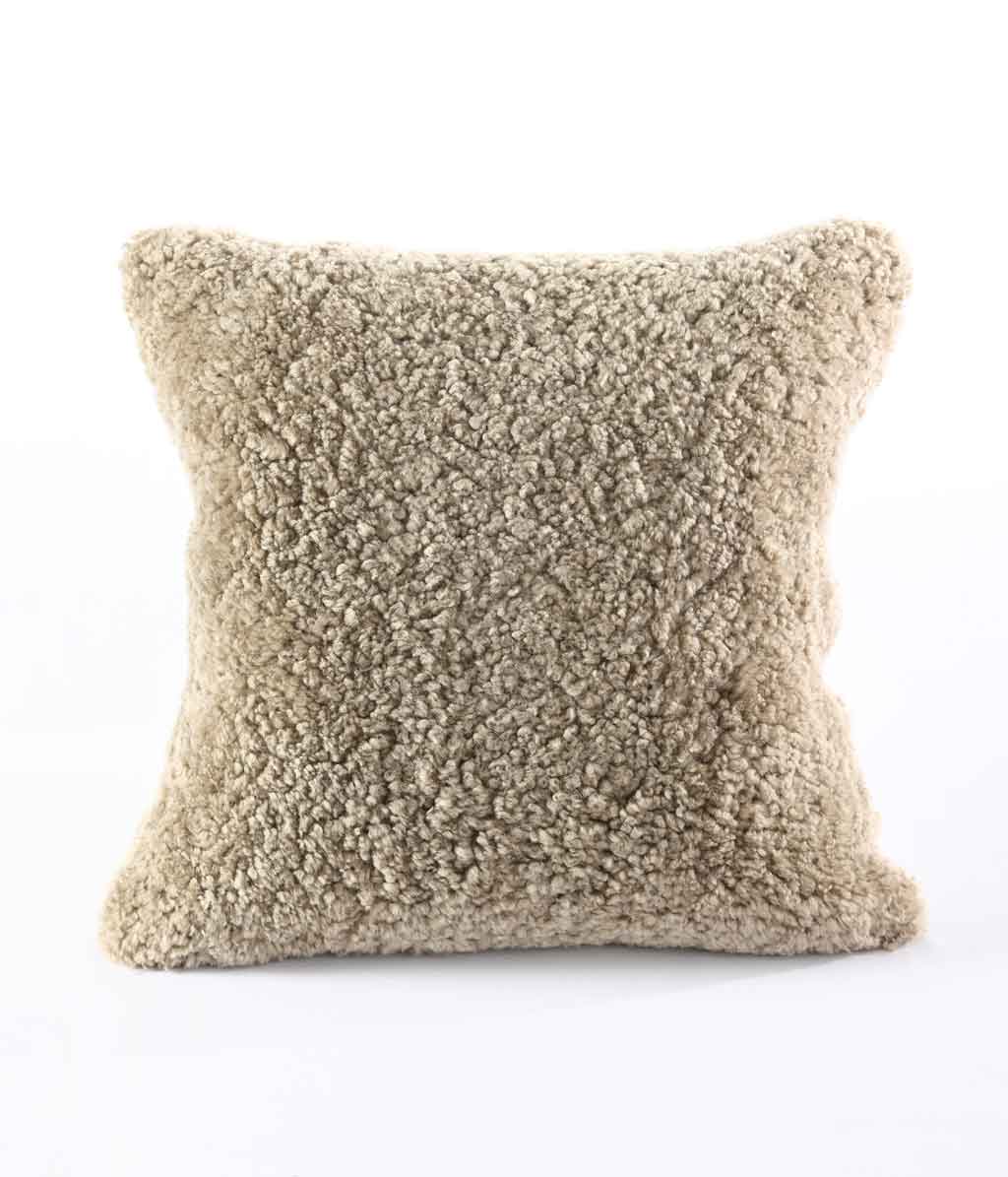 NZ Wool Sheepskin Cushion Walnut