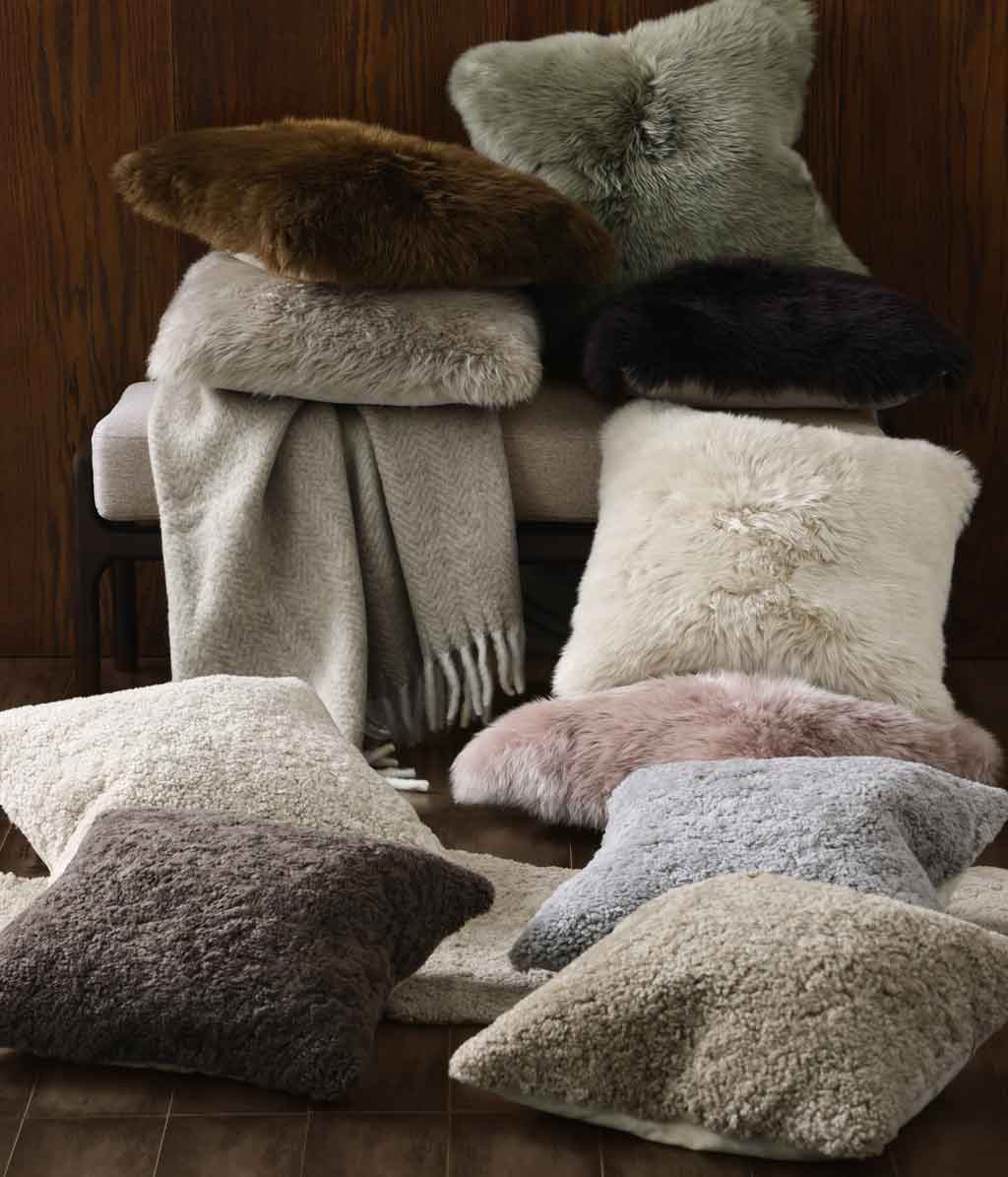 NZ Wool Sheepskin Cushion Mushroom or Cover Only