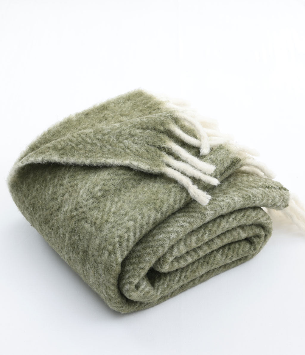 NZ Wool Throw Olive Linen