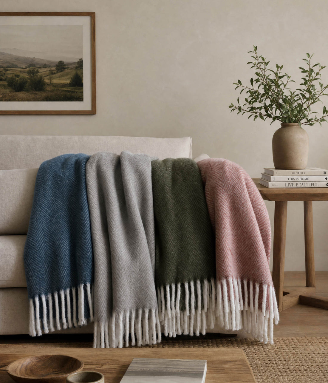 NZ Wool Throw Olive