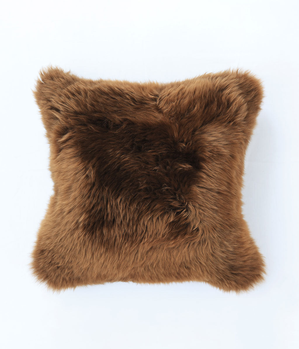 NZ Wool Sheepskin Cushion Cover Chestnut