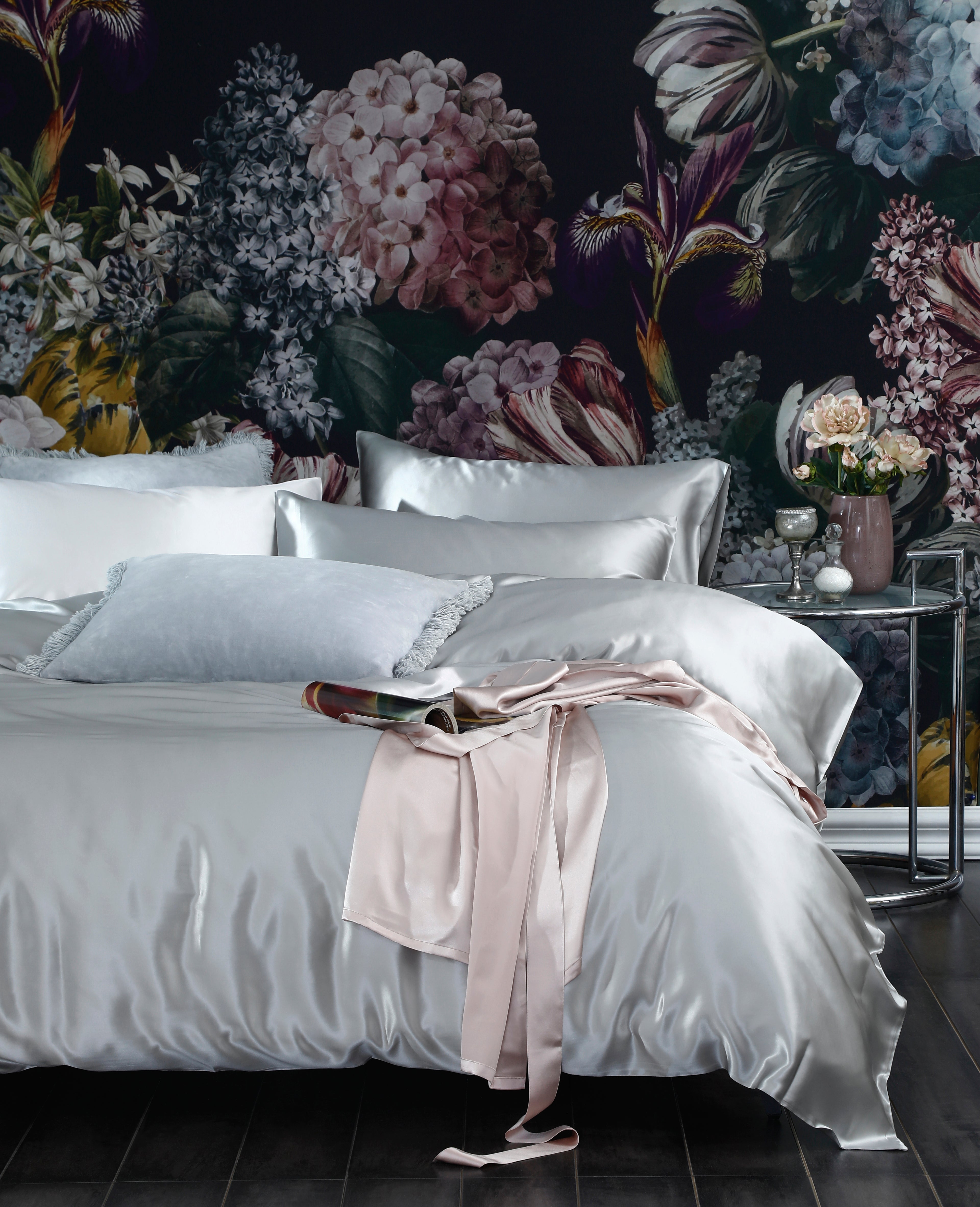 Silk Duvet Set Pewter