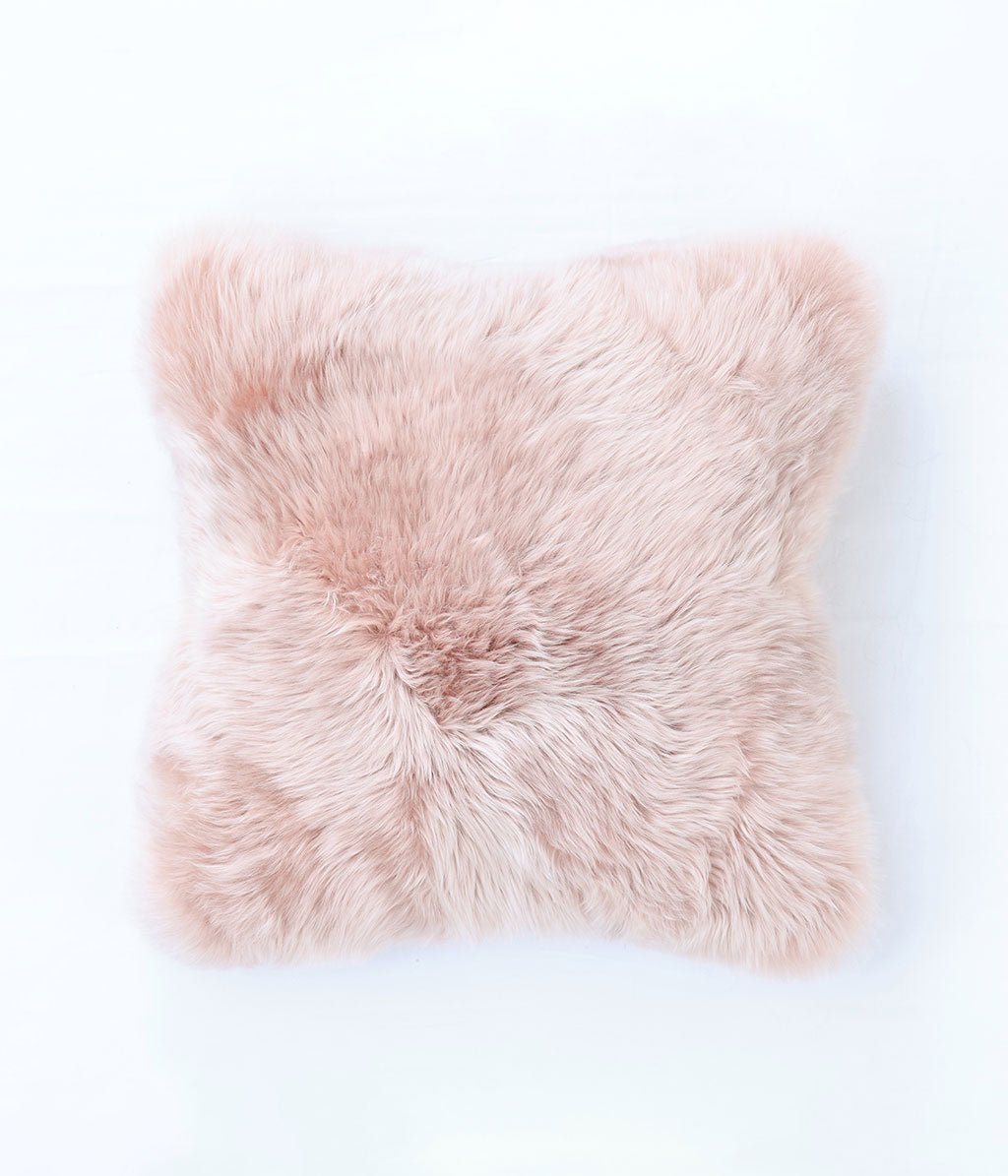 NZ Wool Sheepskin Cushion Cover Blush