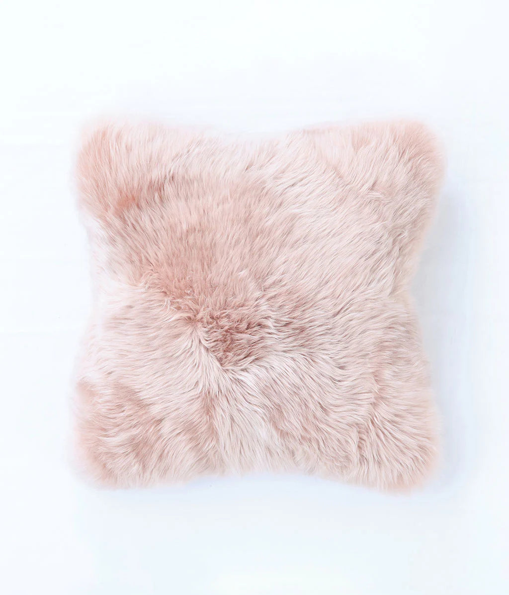 NZ Wool Sheepskin Cushion Blush