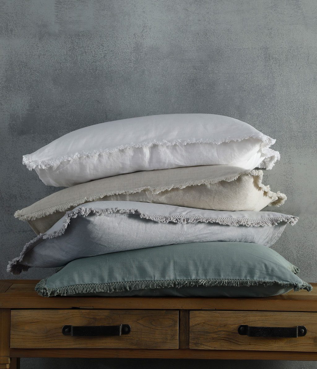 Laundered Linen Tassel Euro Set Seagrass