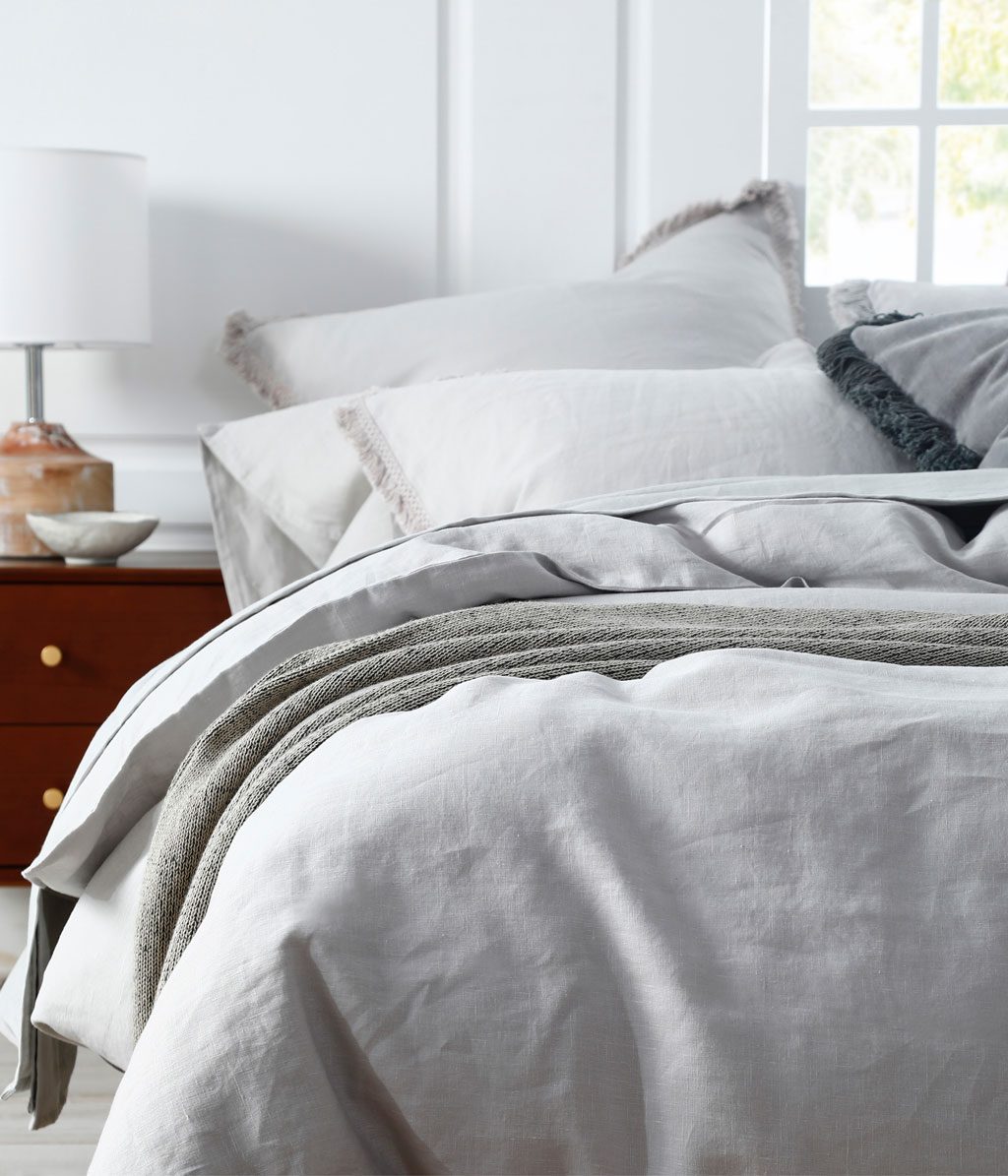 Laundered Linen Duvet Set Pewter