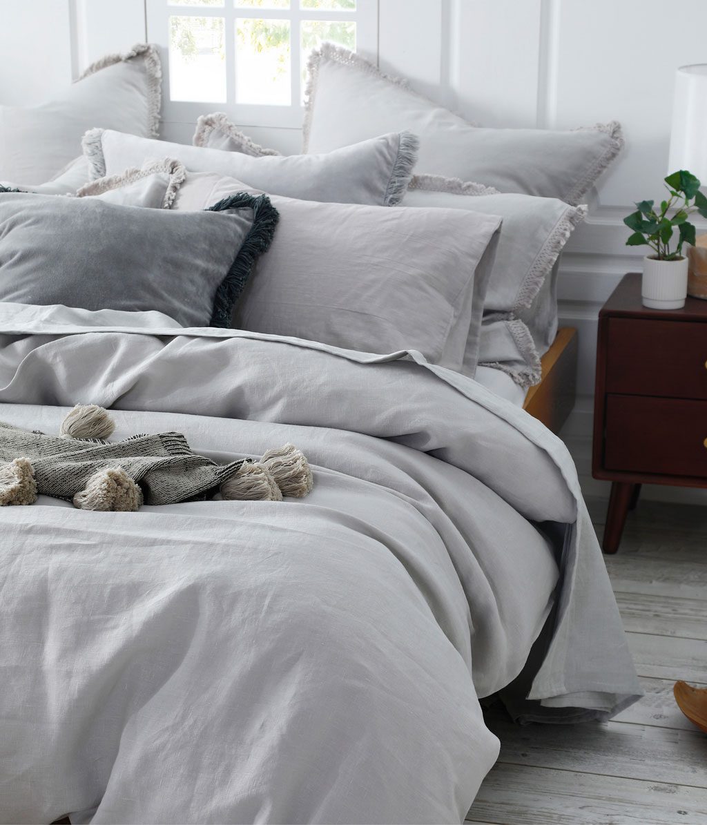 Laundered Linen Duvet Set Pewter