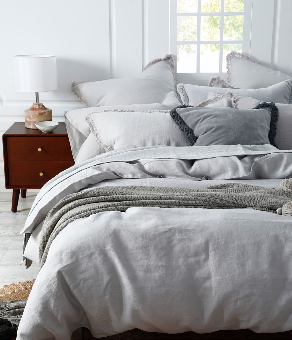Laundered Linen Duvet Set Pewter M.M Linen