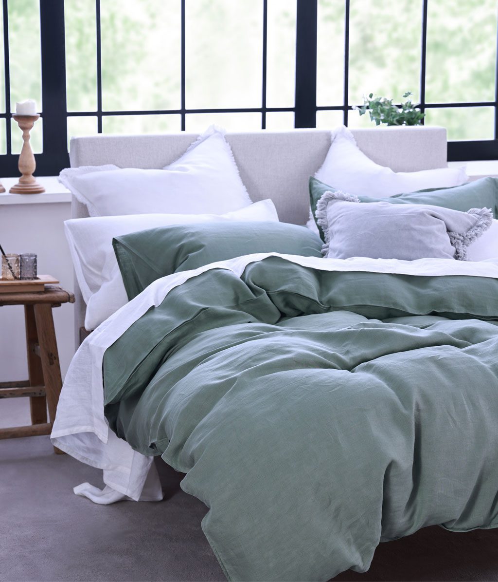 Laundered Linen Duvet Set Seagrass