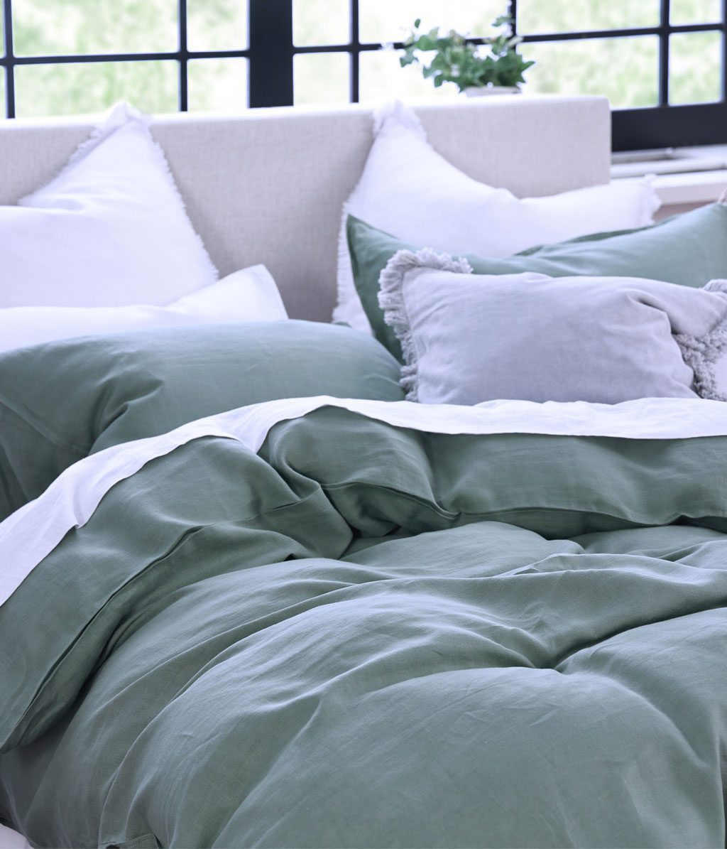 Laundered Linen Duvet Set Seagrass