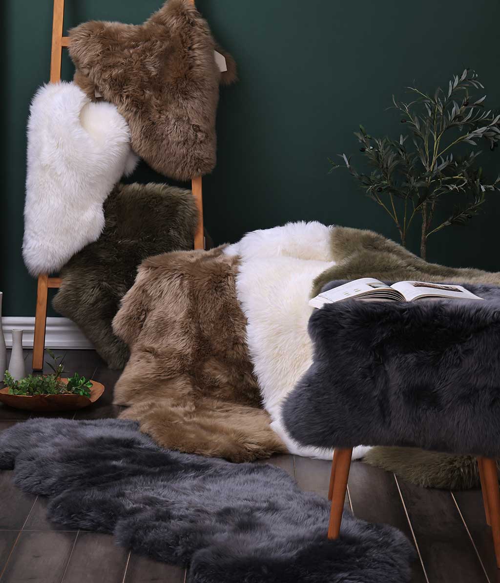 NZ Wool Sheepskin Rug Charcoal