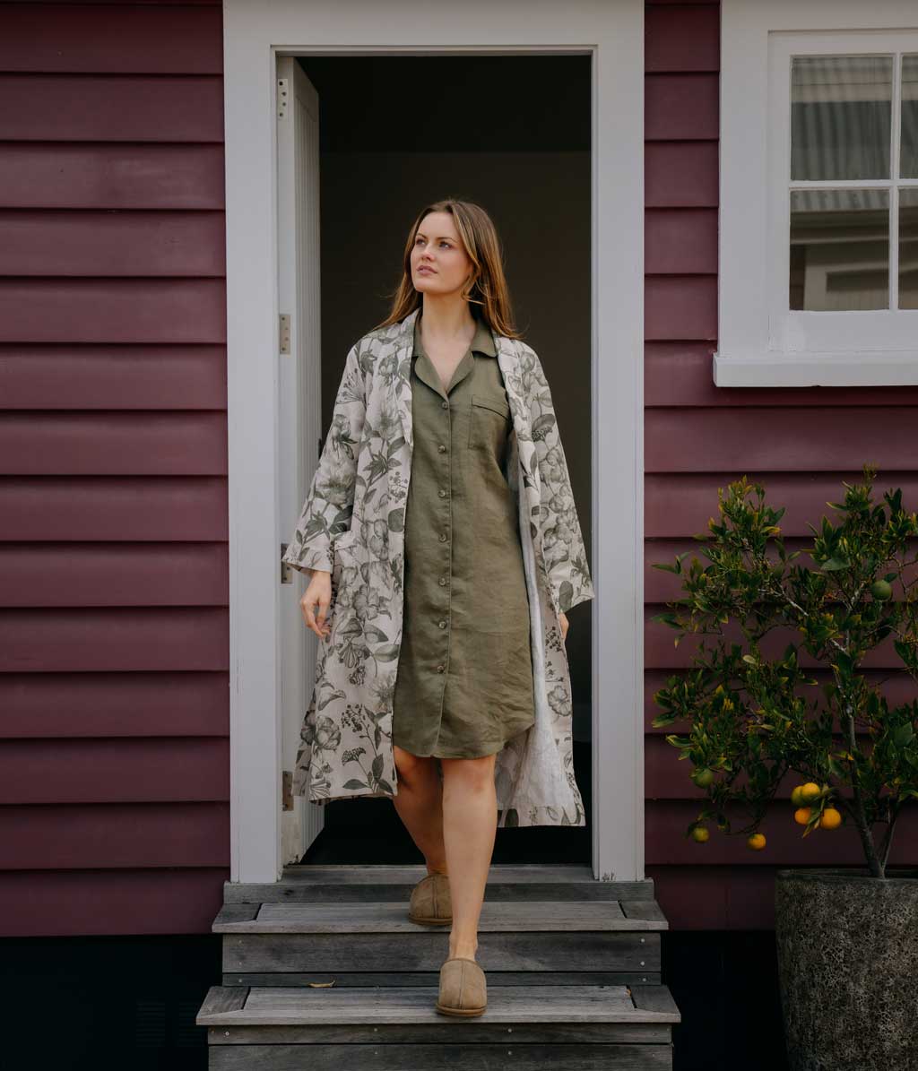 Linen Robe Botanical
