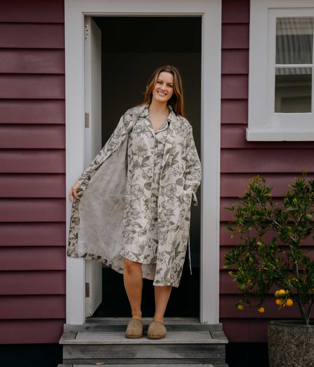 Linen Robe Botanical
