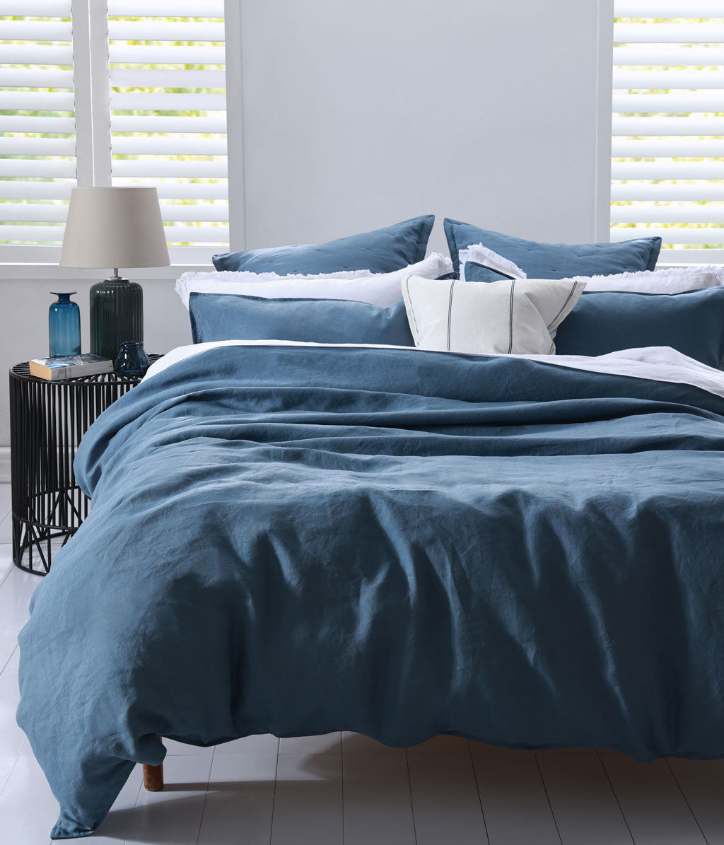 Laundered Linen Duvet Set Ocean