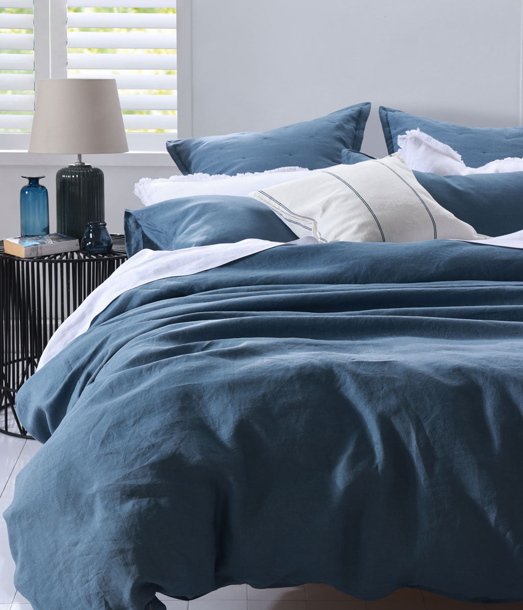 Laundered Linen Duvet Set Ocean