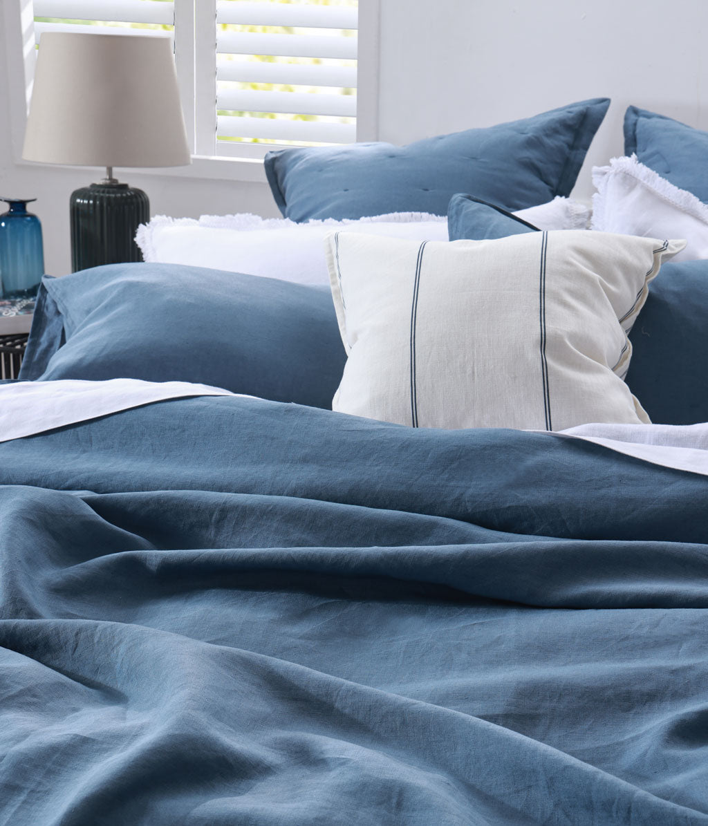 Laundered Linen Duvet Set Ocean