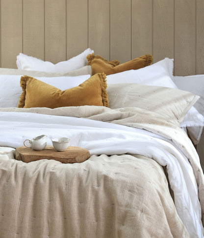 Laundered Linen Bedspread Set Natural