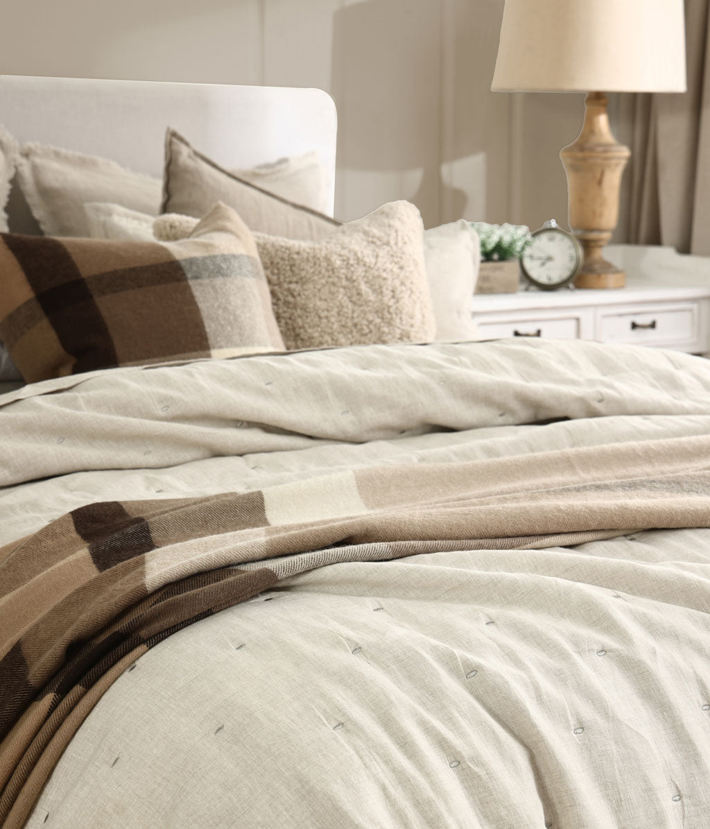 Laundered Linen Bedspread Set Natural