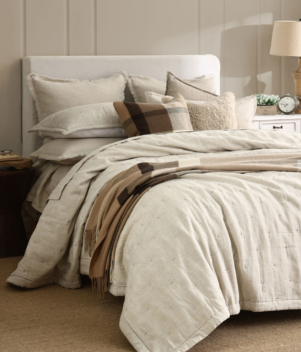 Laundered Linen Bedspread Set Natural