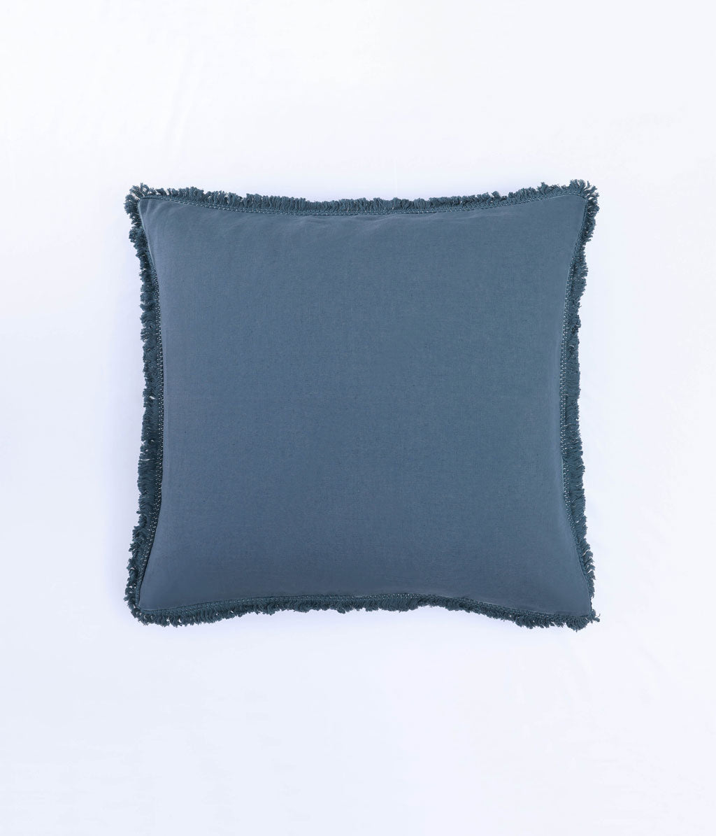 Laundered Linen Tassel Euro Set Ocean
