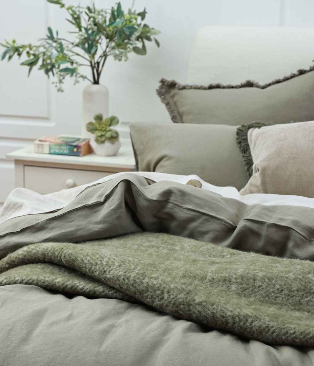 Laundered Linen Duvet Set Olive M M Linen laundered-linen-duvet-set-olive-m-m-linen
