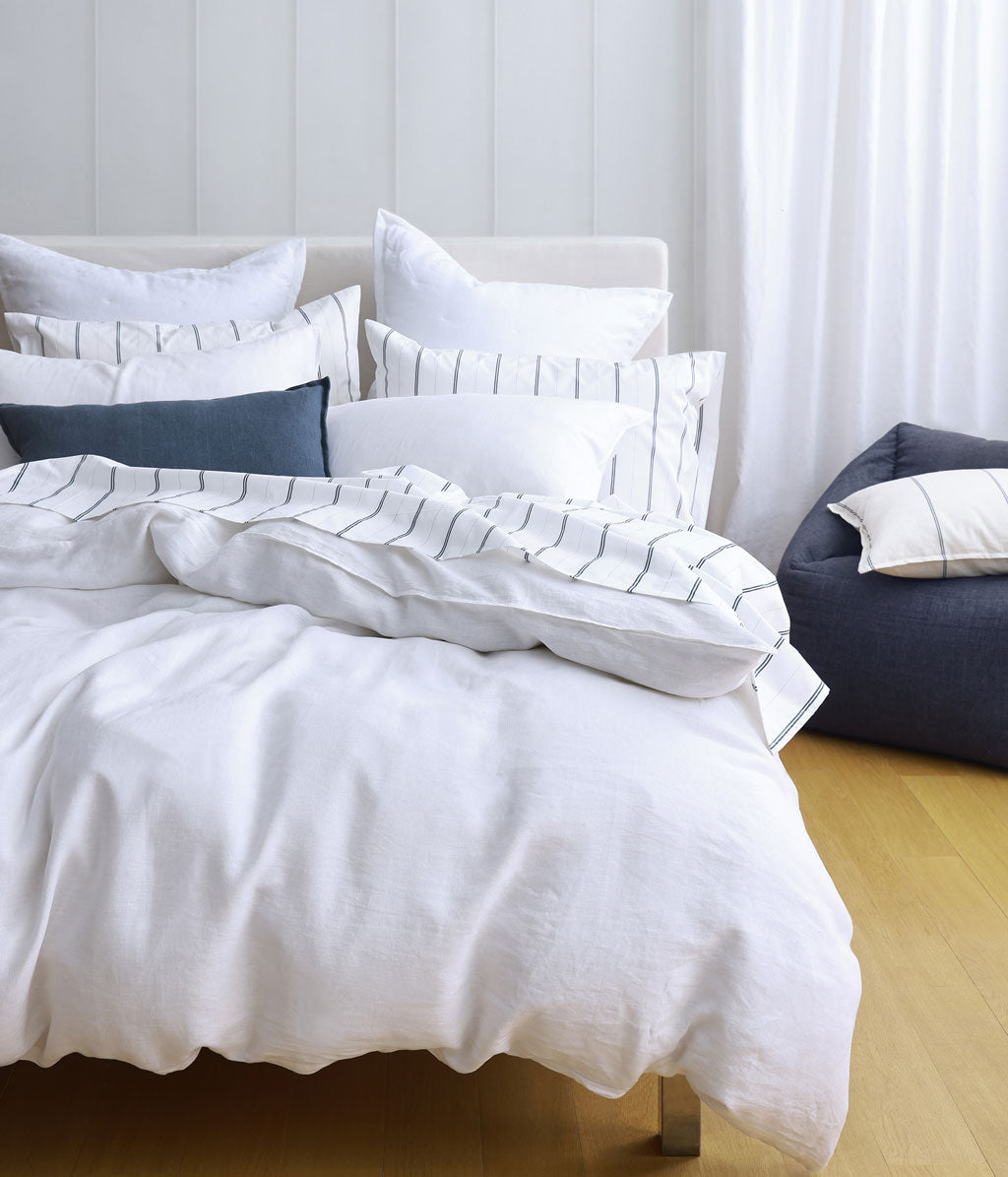 Laundered Linen Duvet Set White