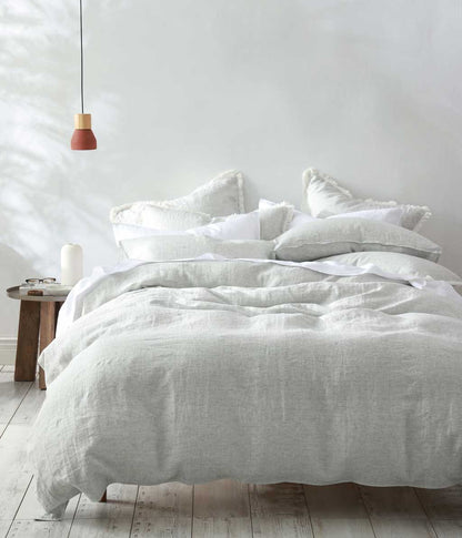 Laundered Linen Pinstripe Duvet Set Cloud