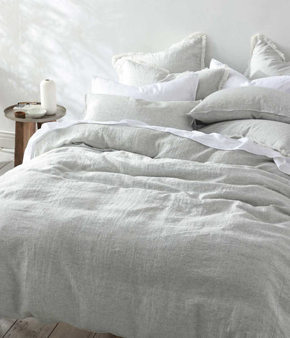 Laundered Linen Pinstripe Duvet Set Cloud