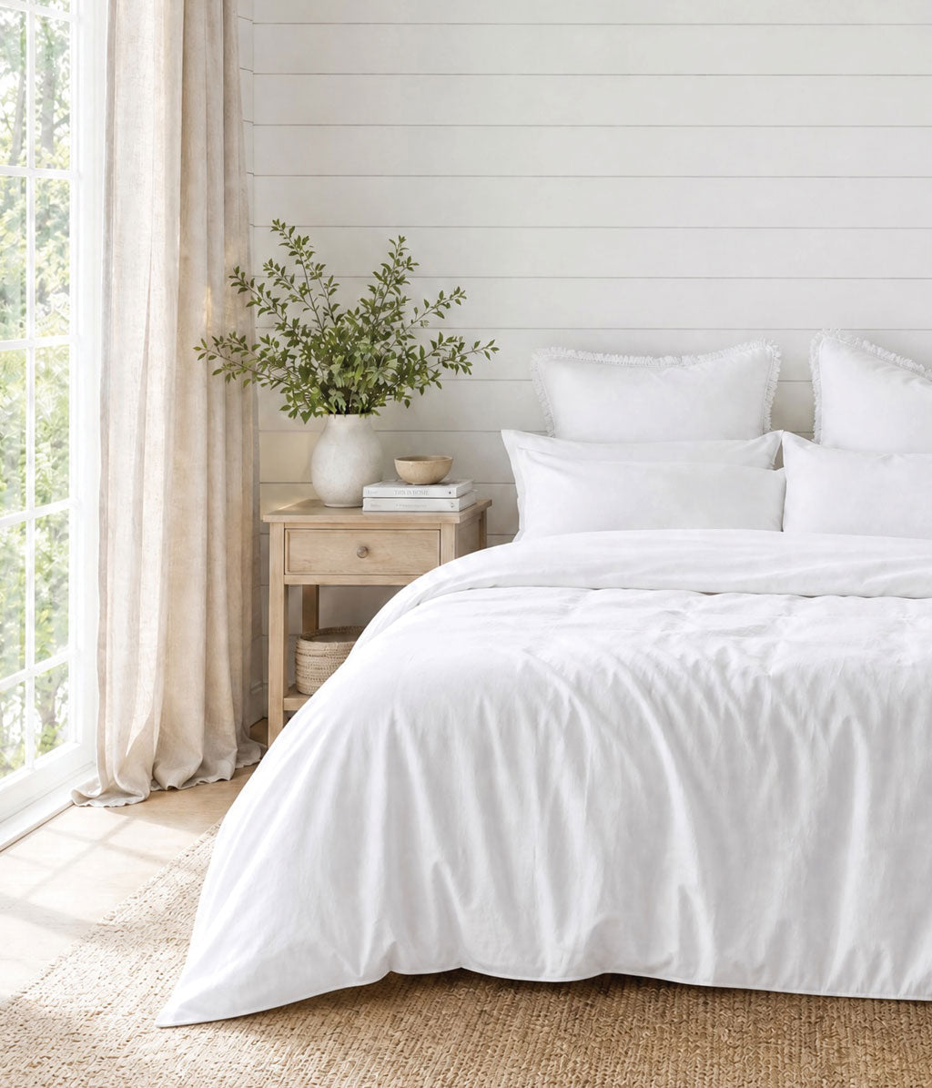 Laundered Linen Duvet Set White