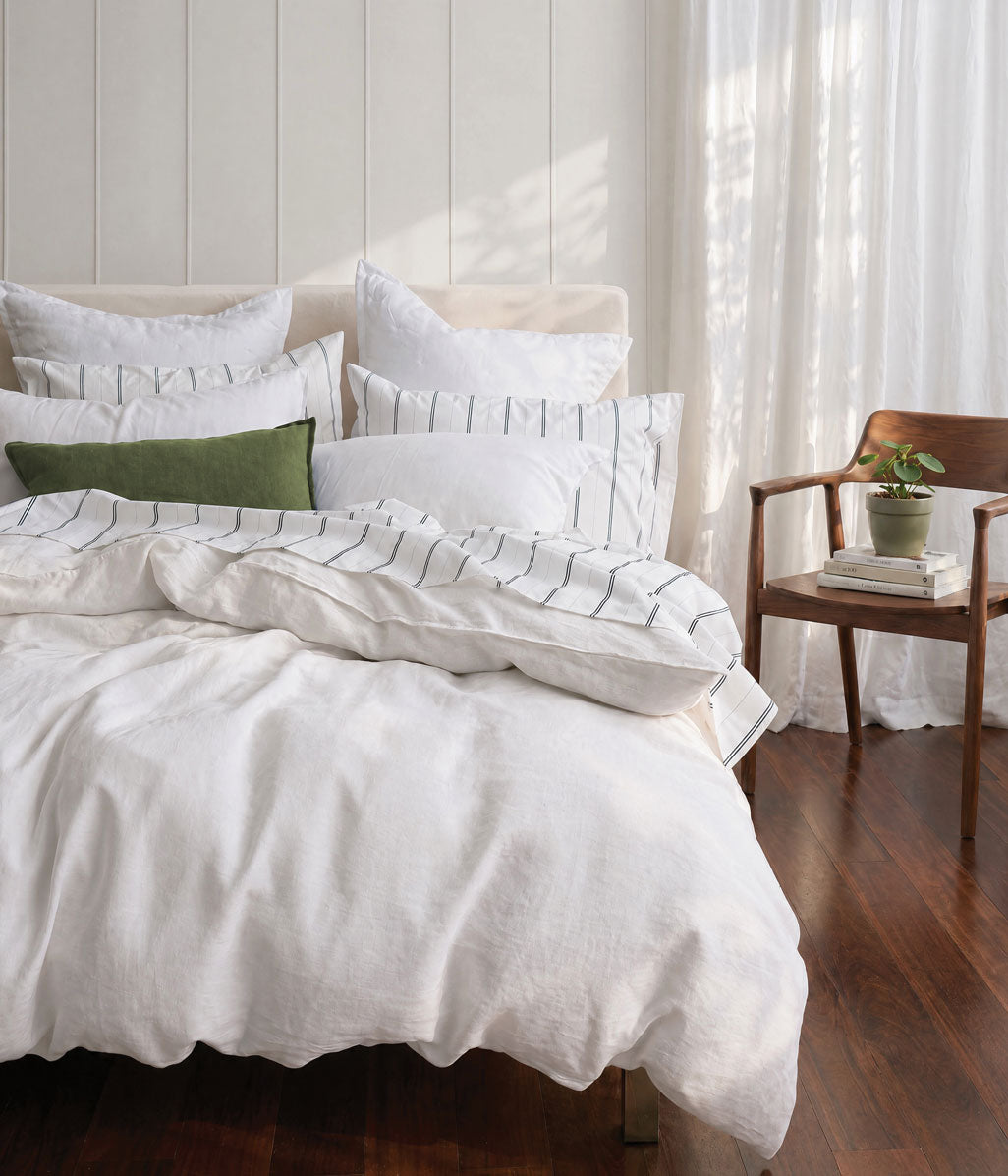 Laundered Linen Duvet Set White