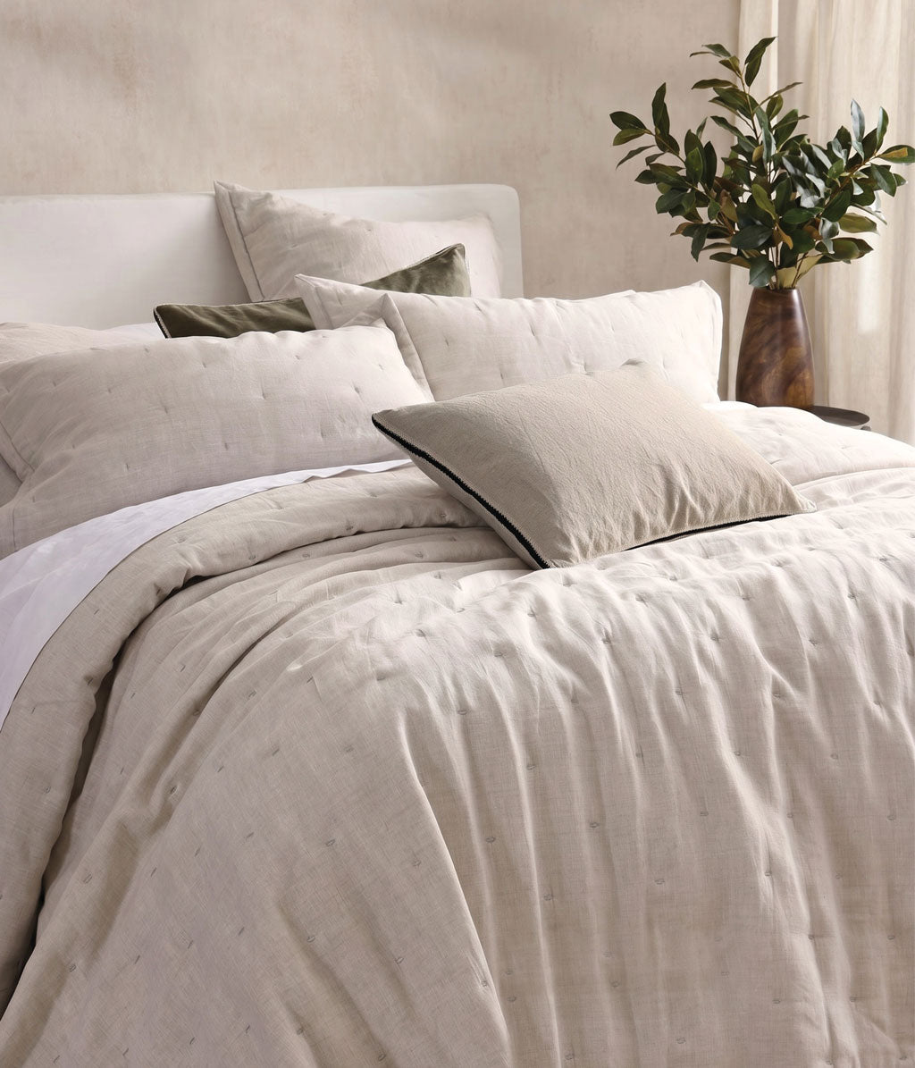 Laundered Linen Bedspread Set Natural