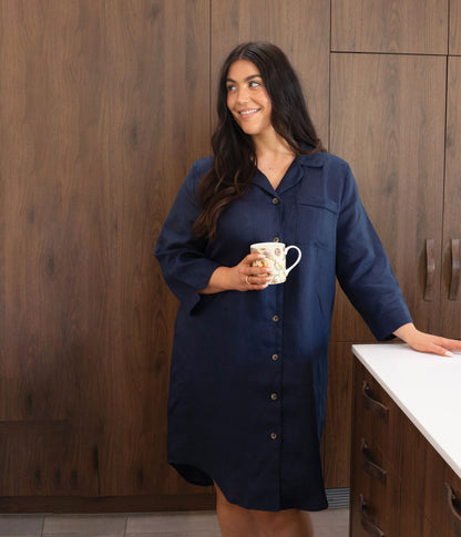 Linen Nightshirt Navy