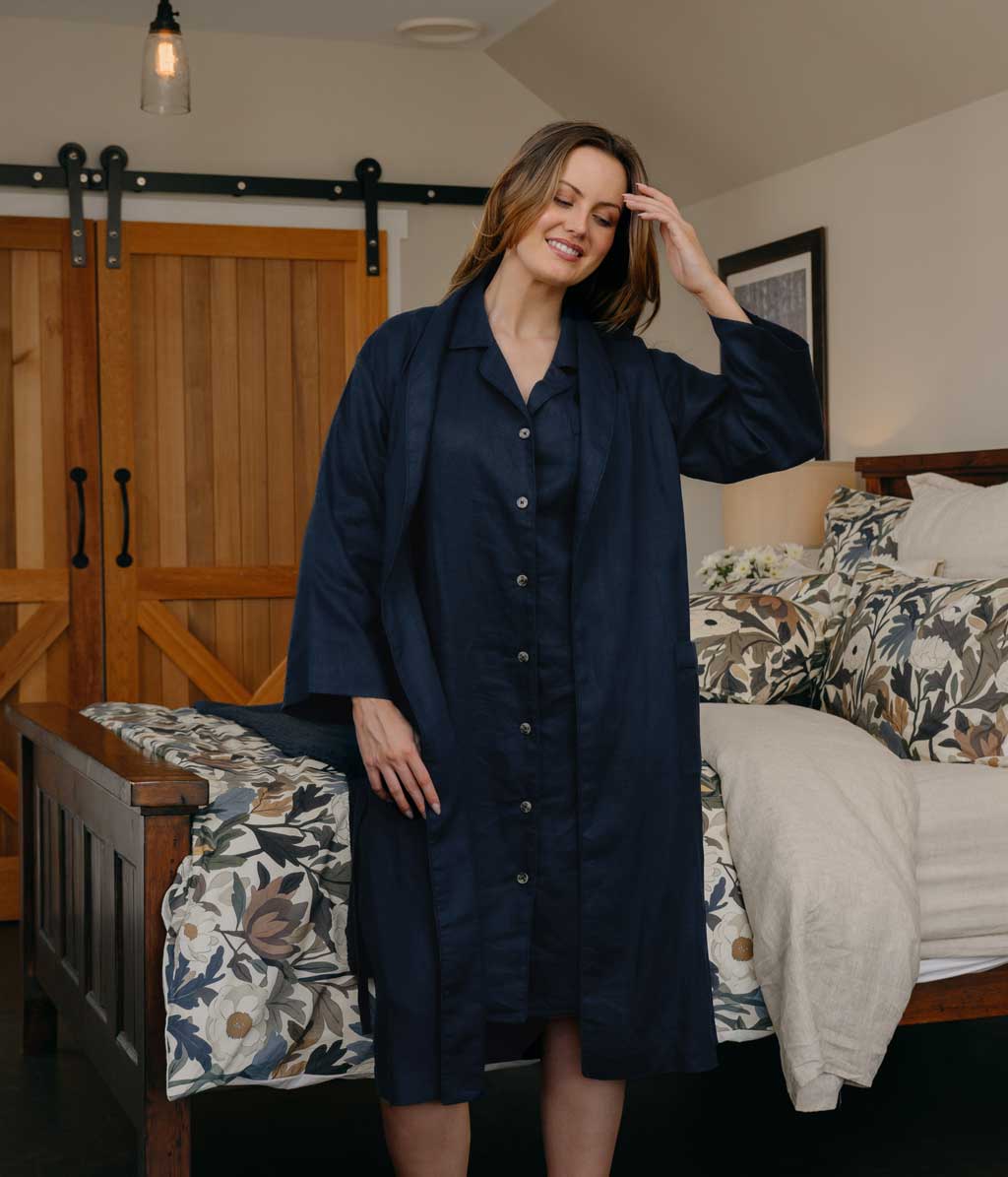 Linen Nightshirt Navy