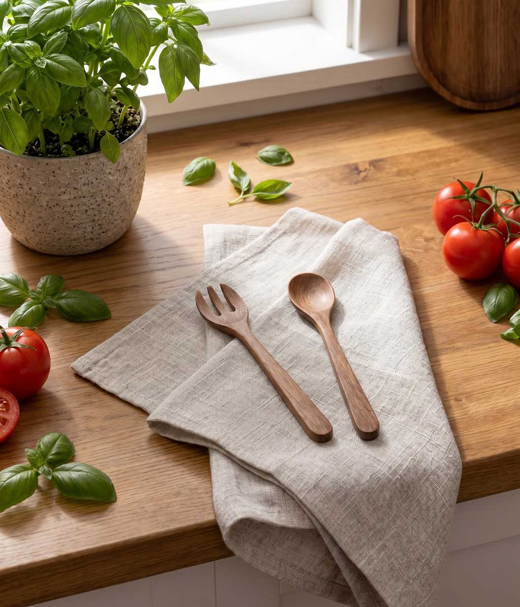 Linen Tea Towel Set 2 Natural