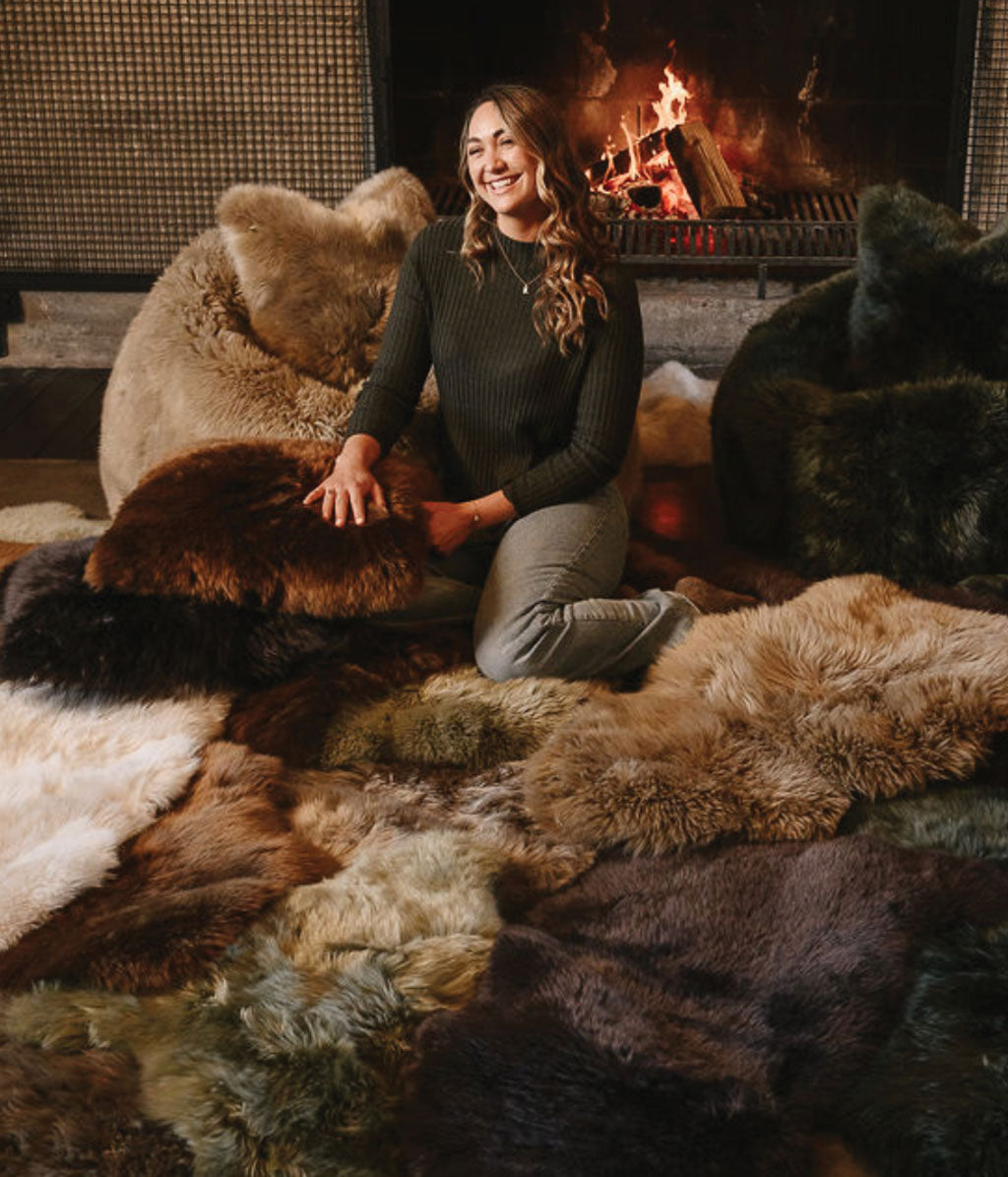 NZ Long Wool Sheepskin Beanbag Taupe