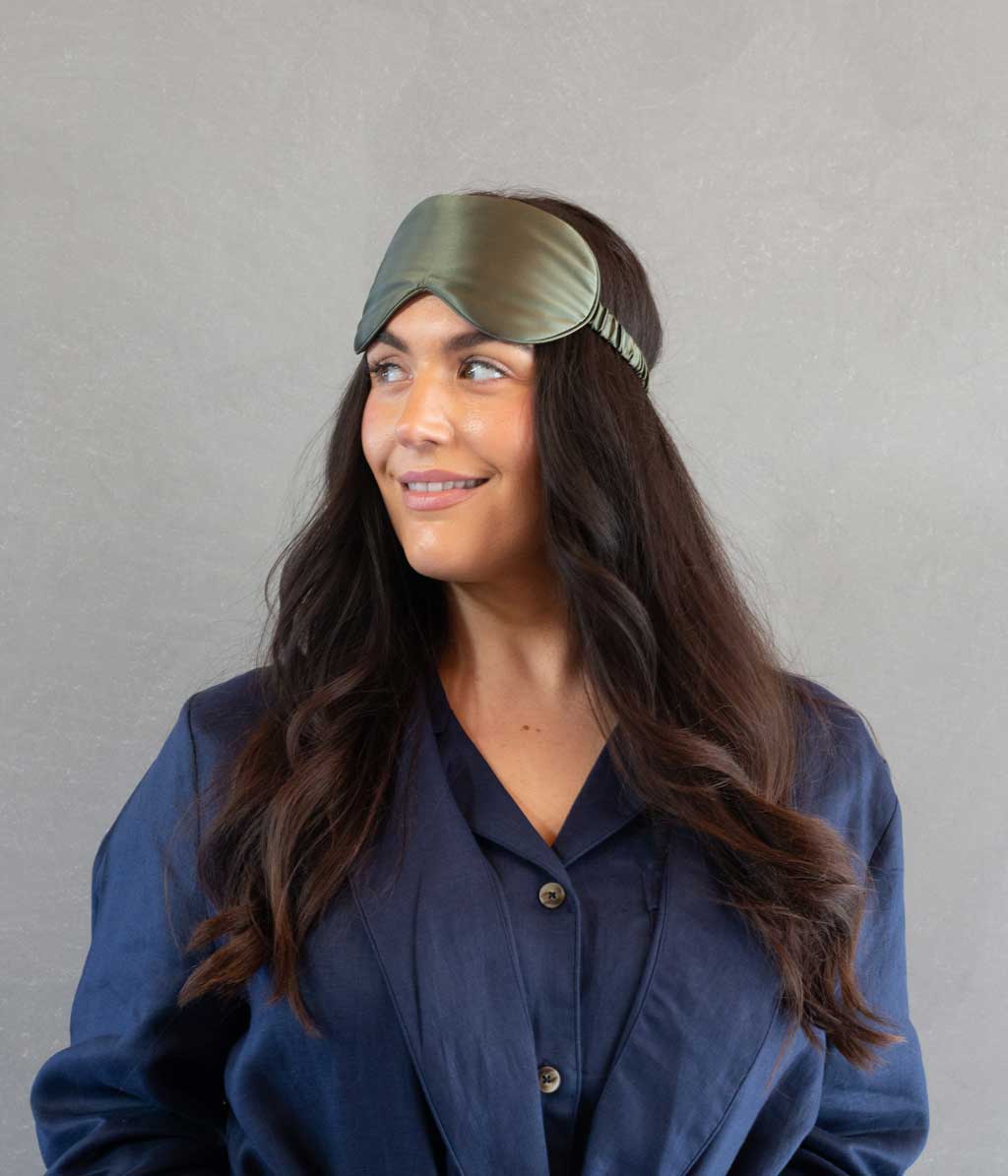 Silk Eye Mask Olive
