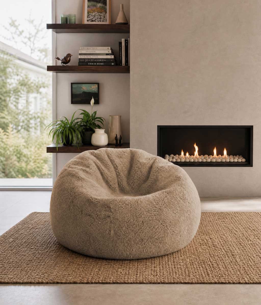 NZ Short Wool Bean Bag Walnut