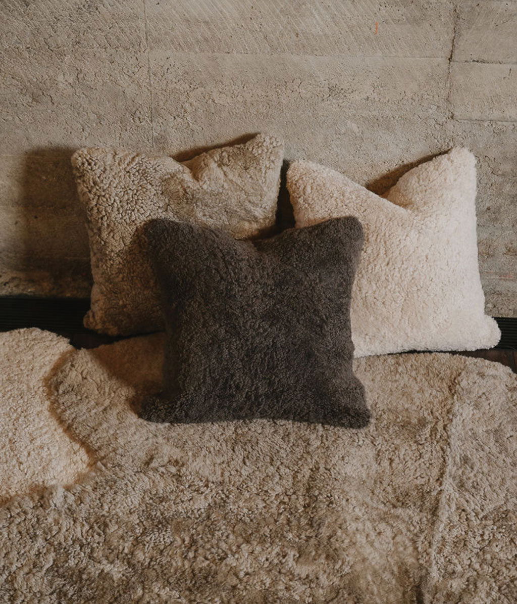 NZ Wool Sheepskin Cushion Walnut