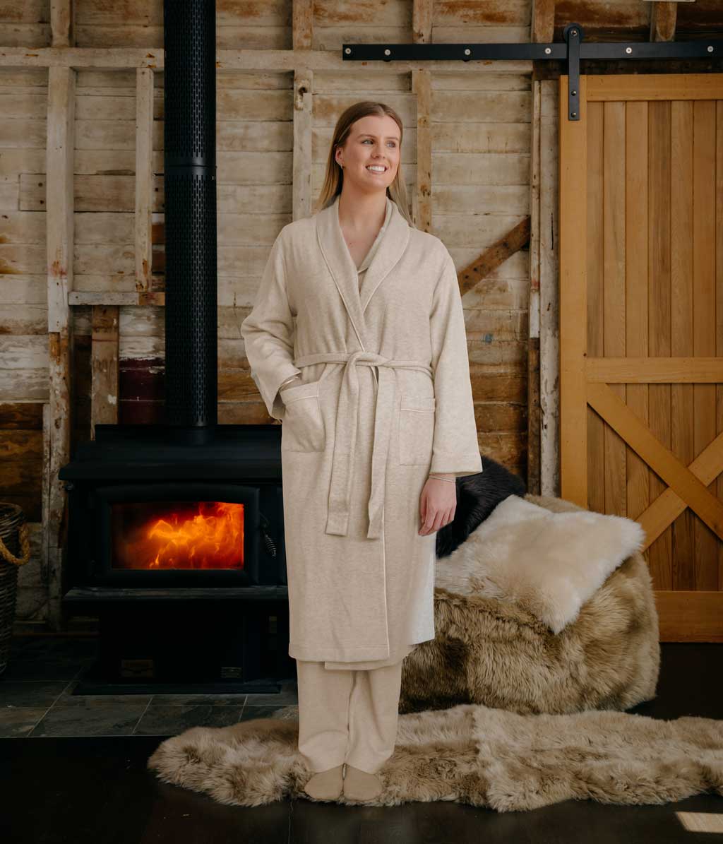 Willow Waffle Robe Ecru