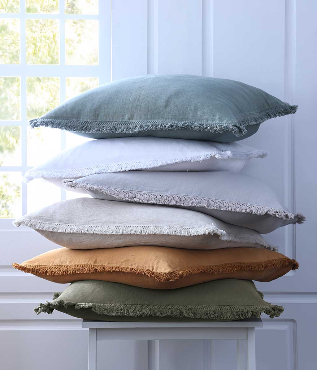 Laundered Linen Tassel Euro Set Cumin