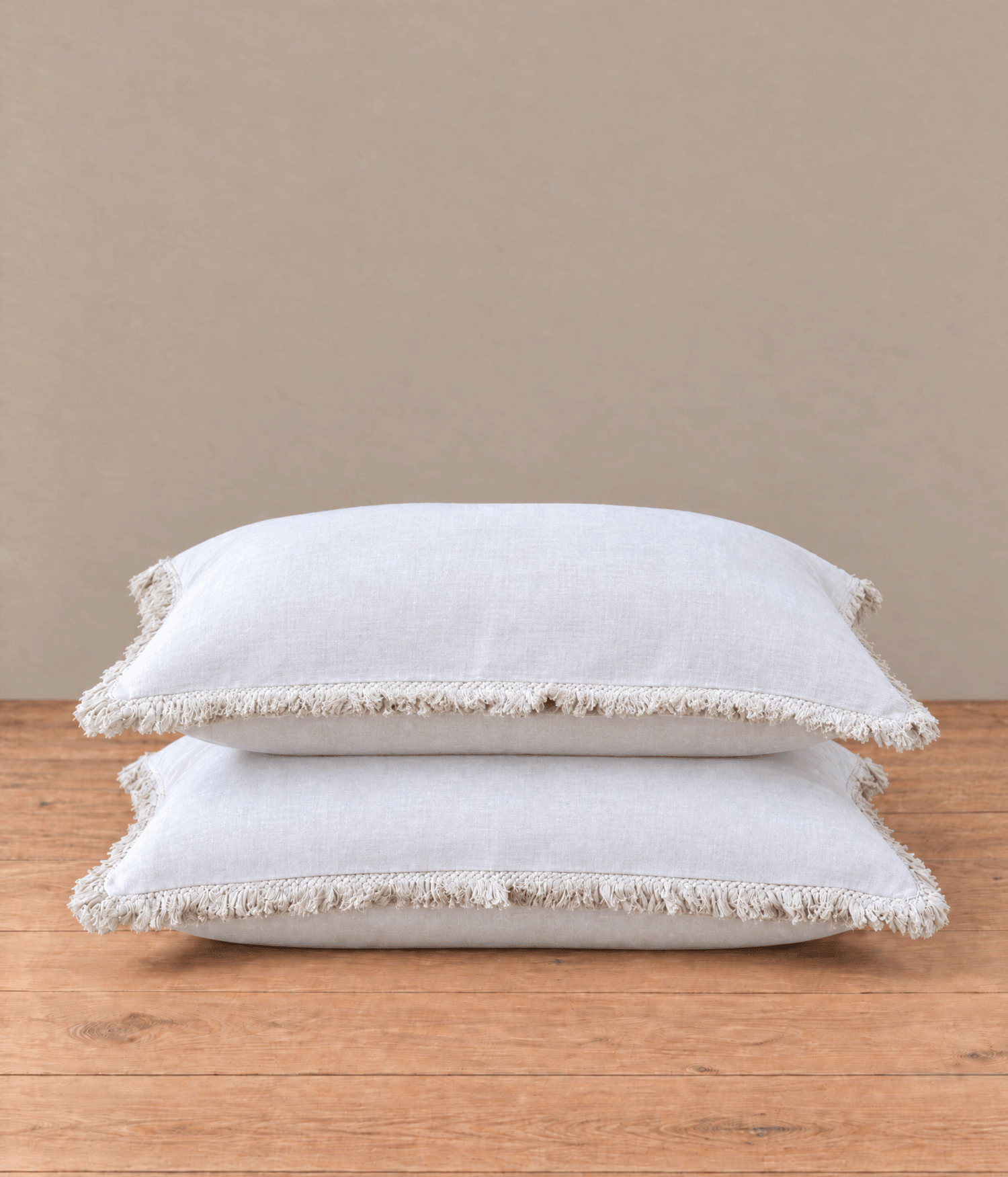 Laundered Linen Tassel Pillowcover Set Natural
