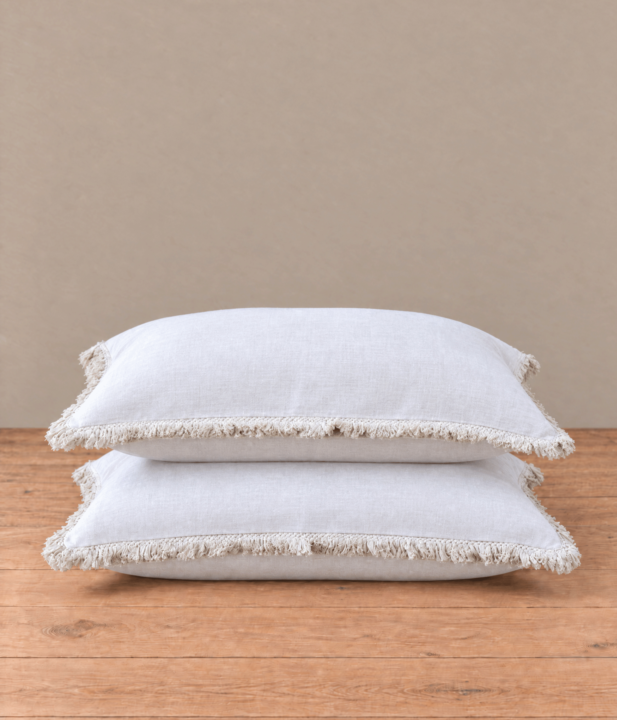 Laundered Linen Tassel Pillowcover Set Natural