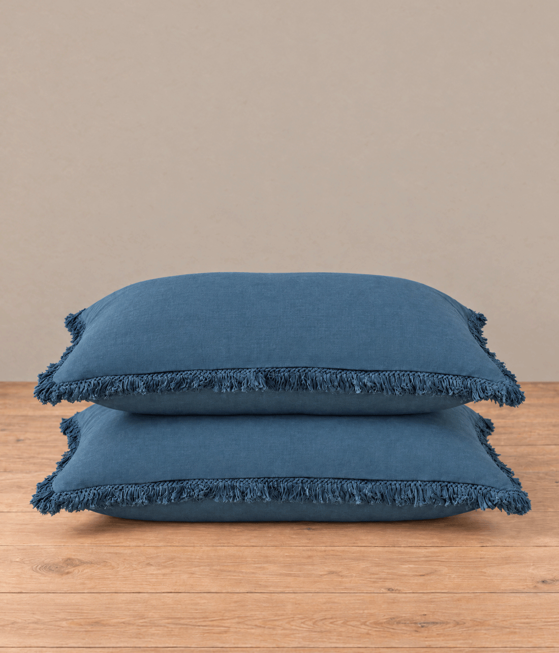 Laundered Linen Tassel Pillowcover Set Ocean
