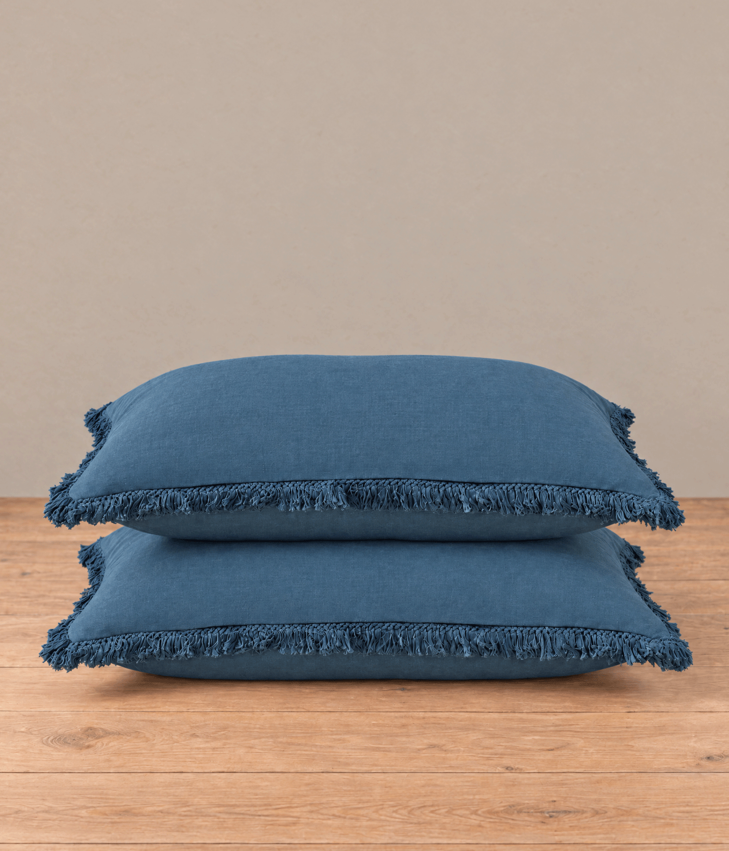 Laundered Linen Tassel Pillowcover Set Ocean
