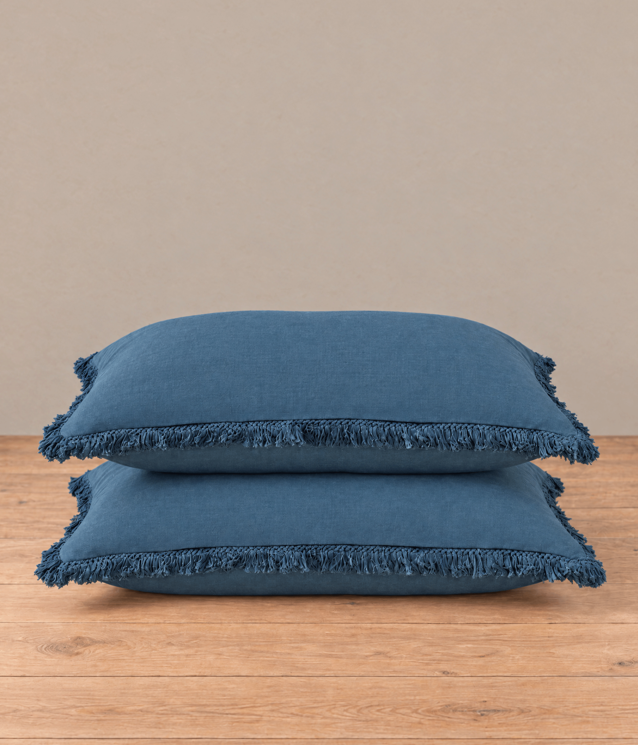 Laundered Linen Tassel Pillowcover Set Ocean