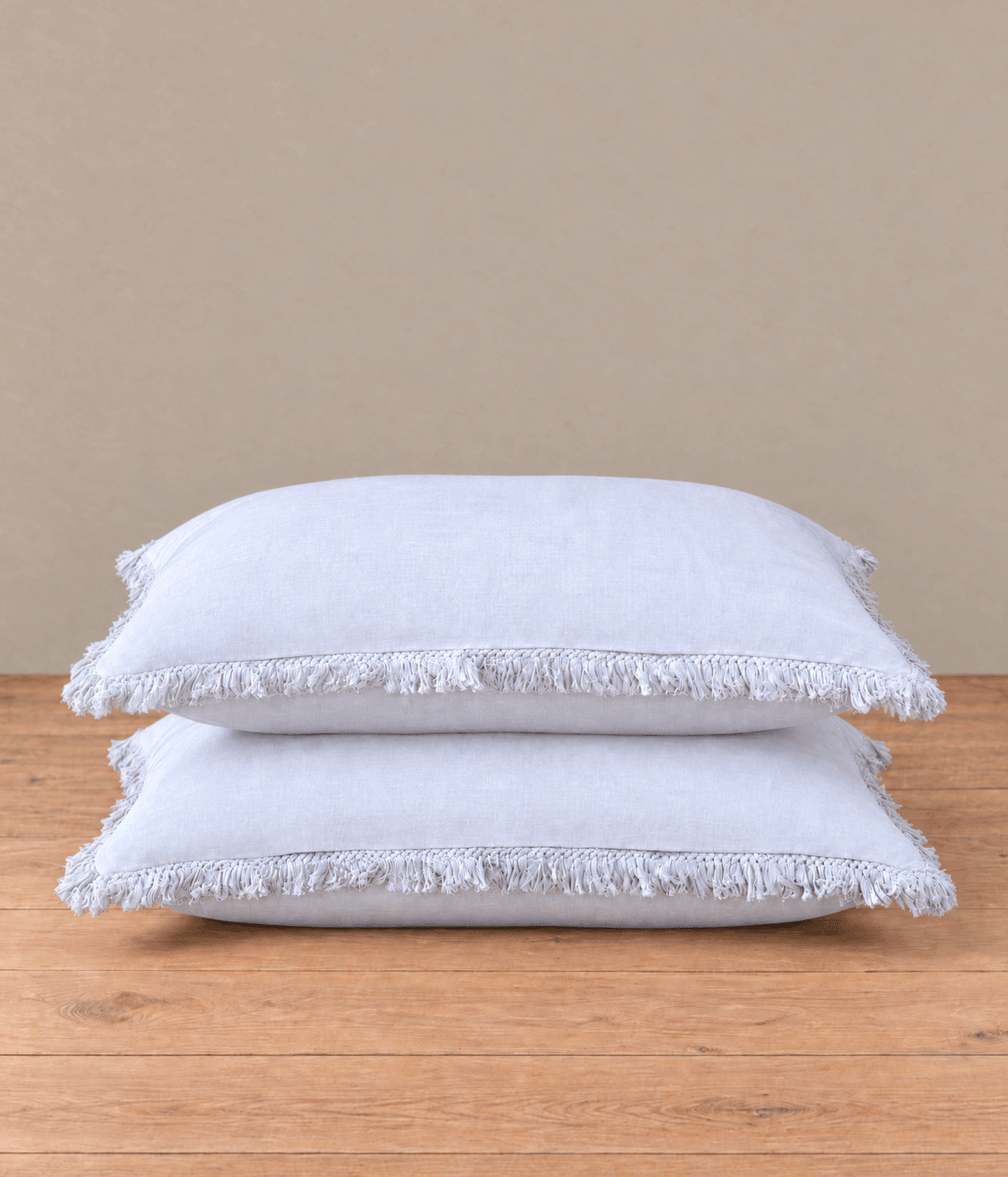 Laundered Linen Tassel Pillowcover Set - White