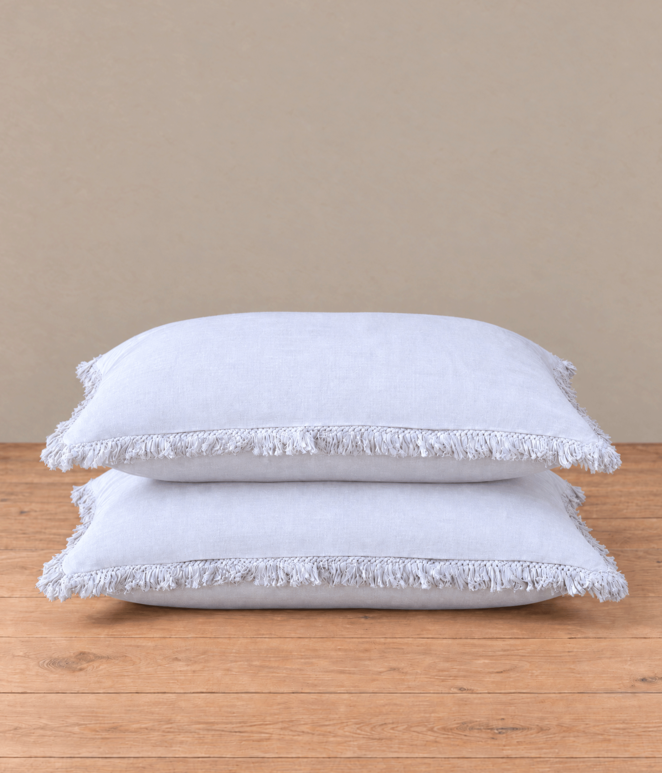 Laundered Linen Tassel Pillowcover Set - White